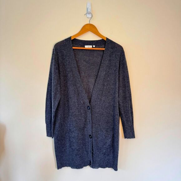 New Look Women's Basic Long Grey Cardigan Size 10 - Picture 1 of 5